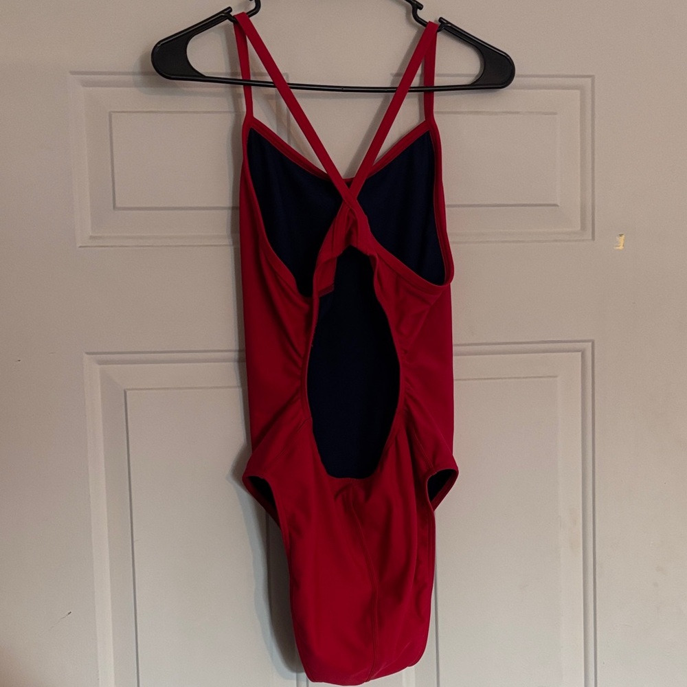 Red One Piece Lifeguard Swimsuit (Non-padded bust) **see note on size** - Picture 2 of 3